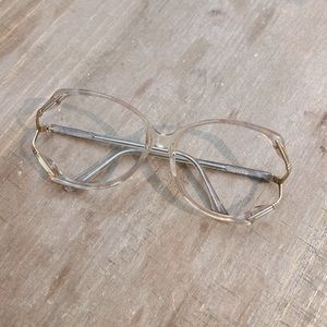 Vintage 90s large oversized plastic faint pink clear gold eye glasses eyeglasses